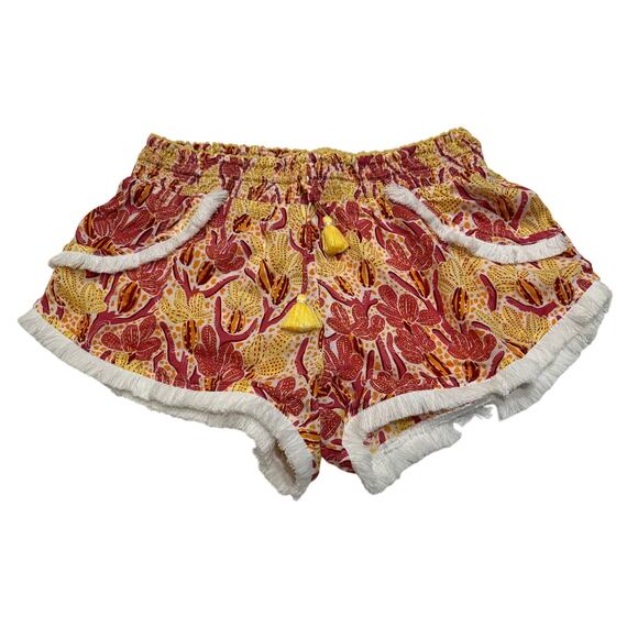 M185 POUPETTE ST BARTH Women's Shorts Fringe Yellow/Red Small - Picture 1 of 8
